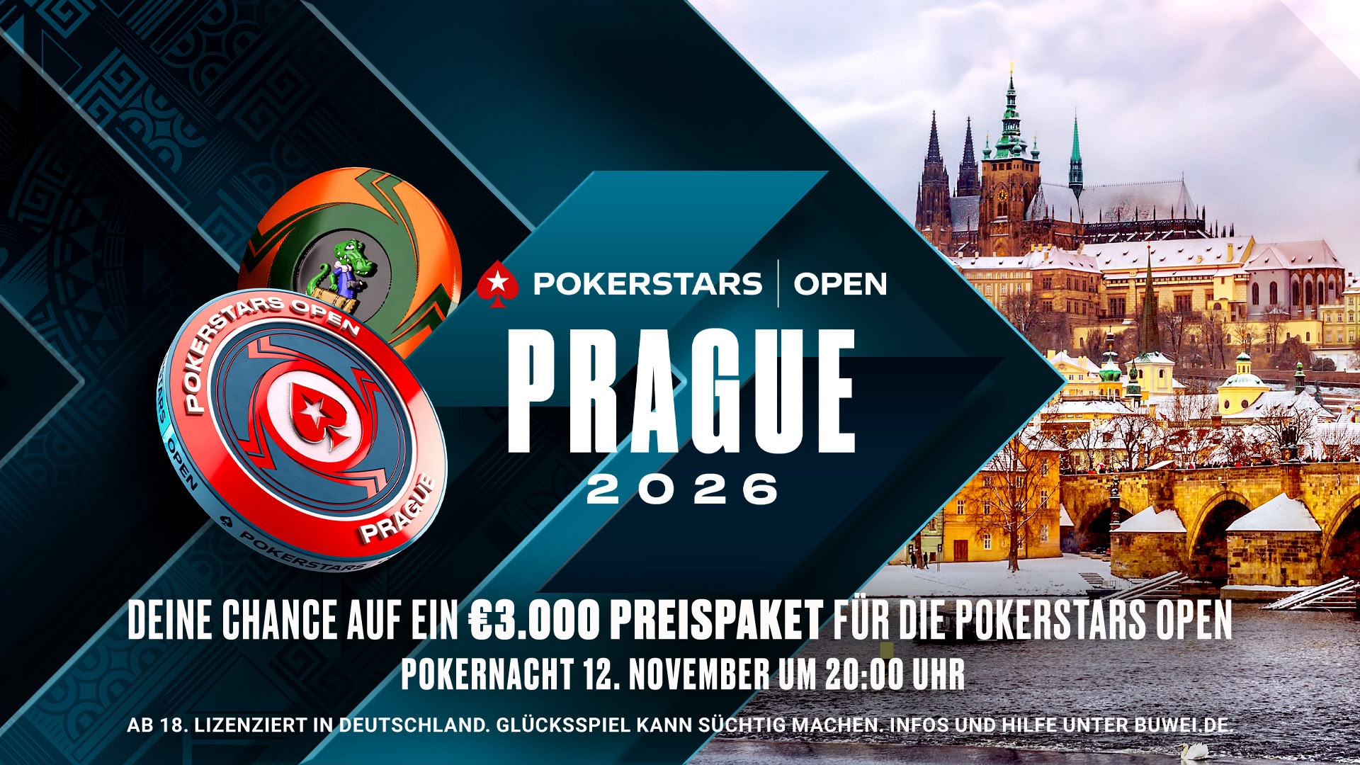 Gewinn dein 3000€ Package für die PokerStars Open Prag mit der GRND Live Pokernacht